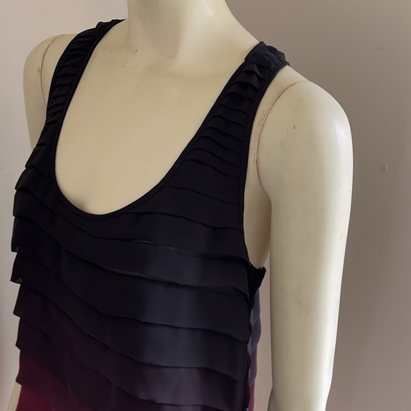 Nwt Saks Fifth Avenue Women’s 5/48 Ombré maroon black ruffle racerback tanktop L - Picture 6 of 12
